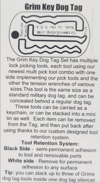 GRIM WORKSHOP®: Key Dog Tag: Tactical Lock Pick Set